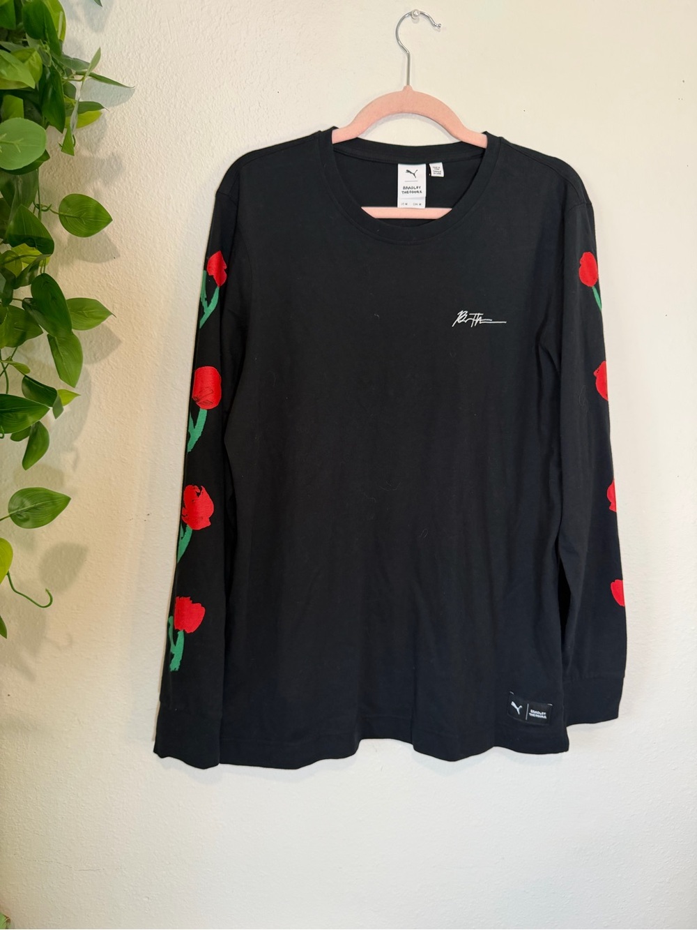Puma x Bradley Theodore Artist Collab Long Sleeve Skull Roses Tee M Black Ltd Ed